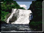 Photo of whitecaps frothing below Ithaca falls.