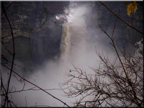 One of several waterfall photographs of Taughannock Falls swollen by the spring thaw.