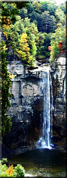 Taughannock Falls with spark of autumn color.